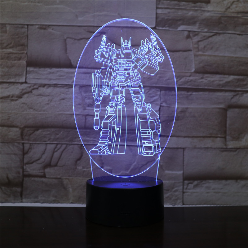 3D Kühlen Optimus Prime Charakter Junge Geschenk Transformatoren Illusion Schreibtisch Tisch RGBw Led Nachtlicht Bunte Lamparas Lampe 1909