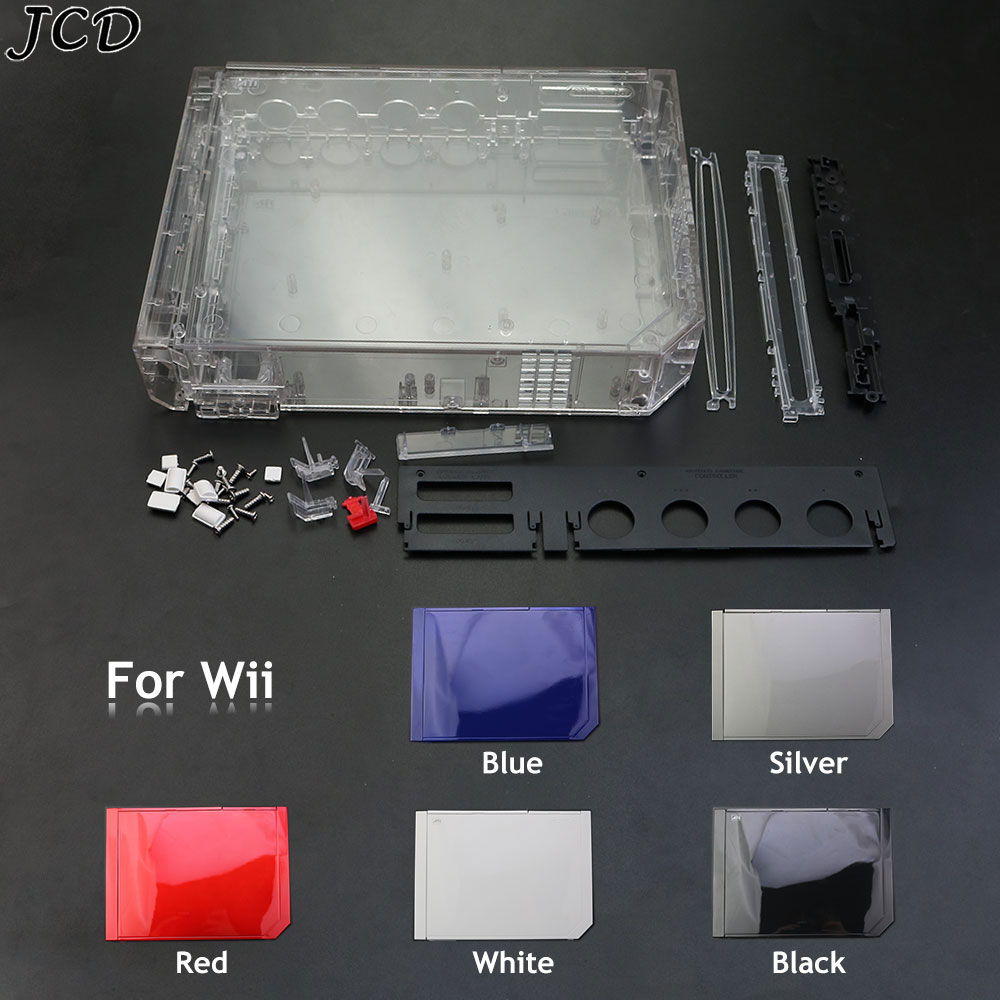 JCD Full Case Cover Housing Shell With Button for Wii Console With Retail Packing Transparent Housing Case Shell