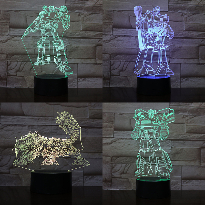 Transformers Optimus Prime Bumblebee Anime Abbildung 3d Led Lampe Schlafzimmer Roboter Manga Nacht Lichter Kinderzimmer Decor – Bild 2